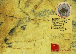 2015 Card With Rock Art Cancellation, Prehistoric Bison Of Altamita And Special Stamp Of Altamira - Archäologie