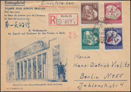 DDR 289-292 Weltfestspiele: Satz Auf Amtlichen Schmuck-FDC ESSt Berlin 3.8.1951 - Covers & Documents