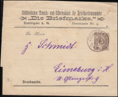 Württemberg PS 2 Ziffer 3 Pf Braun Drucksache Die Briefmarke ESSLINGEN 8..9.1895 - Ganzsachen