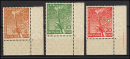 88-90 Vorolympiade 1952 - Kompletter Satz Als Ecke Unten Rechts, Ungefaltet, **  - Unused Stamps