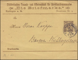 Württemberg PS 2 Streifband Die Briefmarke ESSLINGEN-BAHNHOF 15.10.1894 - Enteros Postales