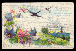 Lyrik-AK Landschaft Mit Blumen Und Schwalben Gedicht Grüsse NORDHAUSEN 30.1.1906 - Sonstige & Ohne Zuordnung