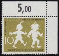 281 Wilhelm Busch 10 Pf ** Ecke O.r. - Unused Stamps