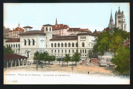 14718 - SUISSE - LAUSANNE - Place De La Riponne - Université Et Cathédrale - DOS NON DIVISE - Lausanne