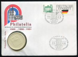 Bund Numisbrief Philatelia 1991 Brand. Tor/Deutsche Einheit, SSt KÖLN 25.10.1991 - Zonder Classificatie