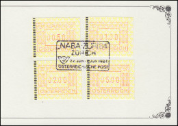 Österreich NABA-Souvenier Mit 4 ATM Passender SSt NABA Österreichische Post 1984 - Vignette [ATM]
