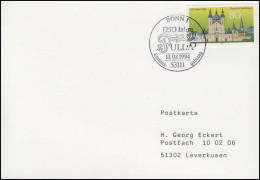 1722 Fulda, EF FDC-Postkarte ESSt Bonn 1250 Jahre Fulda 10.3.1994 - Altri & Non Classificati