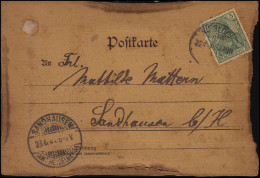 Postkarte Aus Holz Mit Rückseitigem Bild, WIESLOCH 22.6.1901 N. SANDHAUSEN 23.6. - Altri & Non Classificati
