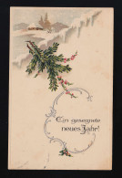 Dorf Im Schnee Reisig Florale Ornamente Neues Jahr, Jugendstil Passau 24.12.1916 - Other & Unclassified