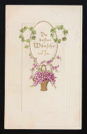 Korb Violette Blüten Klee Kränze, Wünsche Neujahr, S.B.J.R. 162, Gel. 31.12.1914 - Other & Unclassified