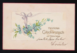 Vergissmeinnicht Hufeisen Lila Schleife Glückwunsch Geburtstag Burgdorf 8.9.1905 - Other & Unclassified