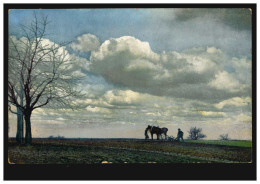 Künstler-AK Landschaftsbild Mit Pferdegespann Beim Pflügen, STUTTGART 25.6.1908 - Other & Unclassified