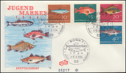 412-415 Jugend Fische 1964 - Satz Auf FIDACOS-FDC ESSt BONN 10.4.64 - Fishes