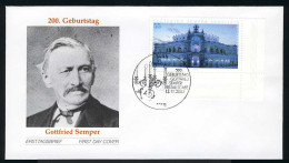 2371 Gottfried Semper FDC ESSt Bonn - Brieven En Documenten