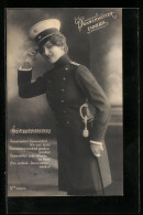 AK Donnerwetter Tadellos, Soldatin In Uniform Mit Schirmmütze, Lied Mit Noten  - Weltkrieg 1914-18