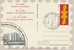 Poland Overprint Cp 742.01 Warszawa: Stamp Day 1980 Communication Day - Entiers Postaux