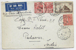 FRANCE N° 272X3+260 LETTRE COVER AVION CONVOYEUR NANTES A ANGERS 20.11.31 POUR PESHAWAR INDIA - Spoorwegpost