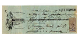 DC-FR 86 POITIERS CLAN-JAULNAY (Vienne) 1890 Vins Du Poitou Fd GUERIN - Lettres De Change