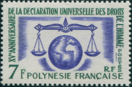 French Polynesia 1963 Sc#206,SG31 7f Human Rights MLH - Autres & Non Classés