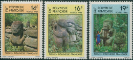 French Polynesia 1984 Sc#390-392,SG413-415 Marquesian Tikis Set MNH - Otros & Sin Clasificación