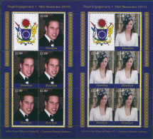 Cook Islands Penrhyn 2011 SG565-566 Royal Engagement Sheetlets Of 5 MNH - Penrhyn