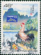 French Polynesia 1993 Sc#623,SG683 46f Red Junglefowl Crowing FU - Andere & Zonder Classificatie