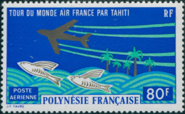 French Polynesia 1973 Sc#C96,SG167 80f Aeroplane And Flying Fish MNH - Autres & Non Classés