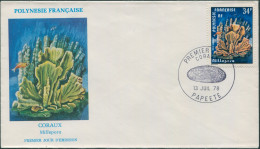 French Polynesia 1978 Sc#C163,SG275 34f Millepora Coral FDC - Andere & Zonder Classificatie