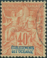 French Oceania 1892 SG10 40c Red And Blue On Yellow Navigation And Commerce FU - Other & Unclassified