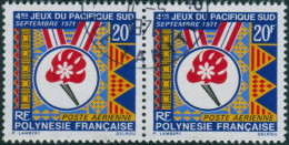 French Polynesia 1971 Sc#C68,SG127 20f South Pacific Games Pair FU - Sonstige & Ohne Zuordnung