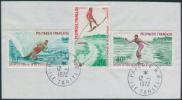 French Polynesia 1971 Sc#267-269,SG142-144 Water-skiing Set On Piece FU - Autres & Non Classés