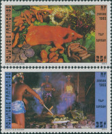 French Polynesia 1985 SG460-461 Tahitian Oven Pit Set MLH - Sonstige & Ohne Zuordnung