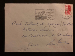 LETTRE TP LIBERTE 1,80 ROUGE OBL.MEC. VARIETE 14-3 1983 83 HYERES PPAL VAR COTE D'AZUR - Annullamenti Meccanici (pubblicitari)