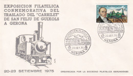POSTMARKET ESPAÑA  1975  GERONA - Trains