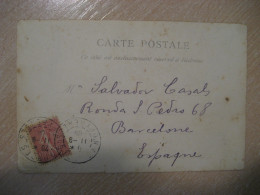 LOURDES 1906 To Barcelona Spain Nouveau Calvaire Postcard FRANCE - Lettres & Documents