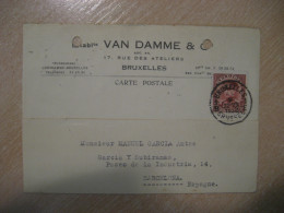 BRUXELLES 1932 To Barcelona Spain Cancel Van Dammme Card BELGIUM - Autres & Non Classés