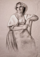 (Ältere Frau Auf Einem Stuhl) - Woman On A Chair / Zeichnung Dessin Drawing - Stiche & Gravuren