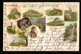 Lithographie Rechberg B. Schwäb. Gmün, Hohenzollern, Lichtenstein, Achalm, Teck  - Other & Unclassified