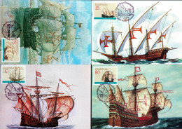 PORTUGAL PORTOGALLO 1991 DISCOVERY SHIPS CARAVEL NAU GALLEON SHIP COMPLETE SET SERIE COMPLETA MAXI MAXIMUM CARD - Tarjetas – Máximo
