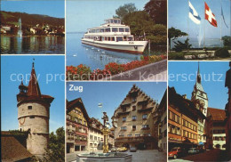 12366885 Zug ZG Mit Zugersee Fahrgastschiff Turm Brunnen Kirche Zug - Sonstige & Ohne Zuordnung