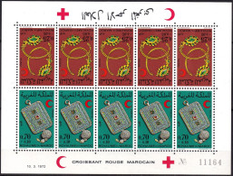 MAROC 1972 FEUILLE DE 5 PAIRES TÊTE-BÊCHE Y&T N° 638A N** - Maroc (1956-...)