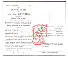 DP Adiel Henri Christiaens ° Mater Oudenaarde 1895 † 1964 X Irène De Vos // Vindevogel Buwez Schaubroeck - Devotieprenten