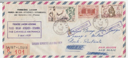 Lettre Recommandée St Louis Du Sénégal/1ère Liaison Par Caravelle Air France: Paris-Rome-Athènes,... - Cartas & Documentos