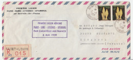 Lettre Recommandée St Louis Du Sénégal/1ère Liaison Par Caravelle Air France: Paris-Rome-Athènes,... - Brieven En Documenten