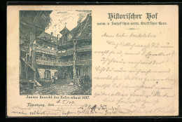 Lithographie Nürnberg, Historischer Hof, Innere Ansicht  - Nürnberg