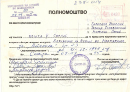 Macedonia 1995 - Power Of Attorney - Association Of Serbs In Macedonia - Skopje,canceled Machine Stamp, Skopje - Documents Historiques