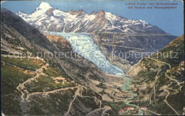 12336595 Rhonegletscher Glacier Du Rhone Mit Furka- Und Grimselstrasse Gletsch   - Andere & Zonder Classificatie