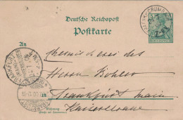 Ganzsache - Fränkisch Crumbach 1900 > Böhler Frankfurt Main - Mit Zug Frankfurt-Ochsenhausen ? - Cartes Postales