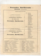 Golfech / Donzac / Dunes  (82) Lettre Circulaire-tarif   Pressoirs BARTHEROTTE (PPP47327) - Reclame