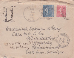 1931--lettre VILLENOUVELLE-31 Pour ROYALSTON Réexpédiée Sur BOSTON (Etats-Unis) ,type Semeuse Lignée,  Cachets - 1921-1960: Modern Period